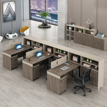 Office station Table F type Double-four-four-seat desk by wall Finance room Furniture Company Storage staff table