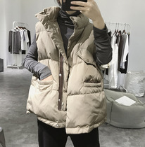 AXZK down cotton waistcoat women 2021 autumn and winter New Korean version of stand collar loose thick short clip coat coat