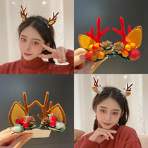 Christmas Net red card to send girlfriend niche creative gift Mori female hair accessory elk clip cute headdress