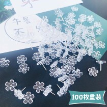 100 transparent flower pushpins plum blossom creative decoration studs Cork nails photo wall art nails I-shaped nails
