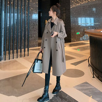 Trench coat womens long English style small man 2021 new spring and autumn Korean version of loose this years popular coat