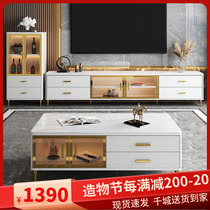 Italian rock plate coffee table TV cabinet Light luxury modern simple small apartment living room household paint bucket cabinet Floor cabinet combination