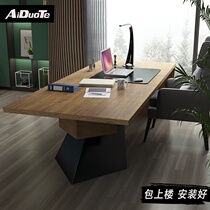Loft solid wood boss desk Office high-end log executive desk Fashion creative single office computer desk