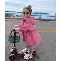 Girls Spring and Autumn Clothes 2021 New Children Korean version of the clothing Baby foreign-style coat Children in the long trench coat coat