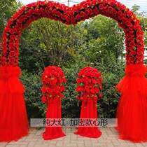 Wedding arch flower door Wedding outdoor rural outdoor door wreath flower stand Romantic happiness door Wedding new