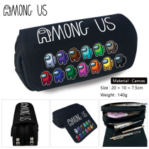 Space werewolf kill Amongus creative cartoon student Boy fashion pencil case surrounding pencil bag space werewolf kill canvas pen box male and female student animation stationery box pencil case