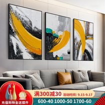 Pure hand-painted oil painting triple living room hanging painting Villa light luxury floor mural custom modern simple porch decorative painting