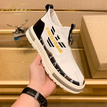 Short boots Mens new wave shoes European Station High Help casual shoes Mens leather shoes Fashion mens shoes board shoes Mens spring and autumn