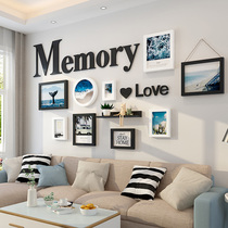 Modern minimalist living room photo wall non-perforated background wall photo frame hanging wall creative combination restaurant wall decorations