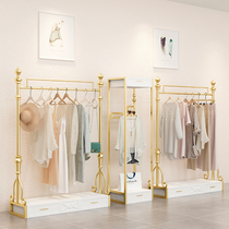 Clothing store display rack Floor-standing womens clothing store side hanging shelf display rack European-style golden combination clothes hanger