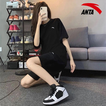 Anta Sports Suit Womens Summer Running Loose Fitness Room Sports Suit Casual Speed Dry Overdraft two-piece set