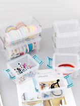 Magic buckle storage box Hand account tape storage box Office desktop mini finishing box Jewelry box transparent three-layer square