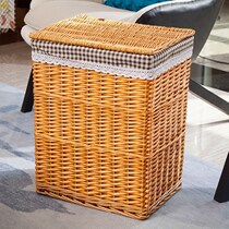 Large rattan blue Teng basket willow woven box dirty clothes basket bamboo basket rattan box rattan basket bamboo basket storage box with cover cloth