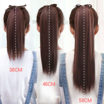 Wig ponytail female strap long straight hair short black high ponytail super light braid simulation human hair natural
