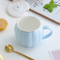 Cute mug girl heart water Cup household coffee milk oatmeal ceramic cup ins Wind female summer with spoon cover