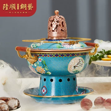 中国景泰蓝火锅 北京しゃぶしゃぶ鍋七宝焼 景泰蓝 銅鍋