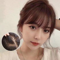 Top of the head hair patch female air bangs delivery needle free seam natural incognito cover hair rare wig real hair block