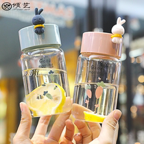 Girl heart fresh glass thickened style Transparent cute drinking cup Mens and womens mini cup Small portable