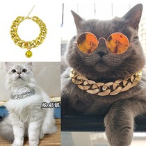 Cat Photo Pack Golden Hair Teddy Gold Necklace Handsome Pet Accessories Big Gold Chain Dog Collar Small Dogs Customizable