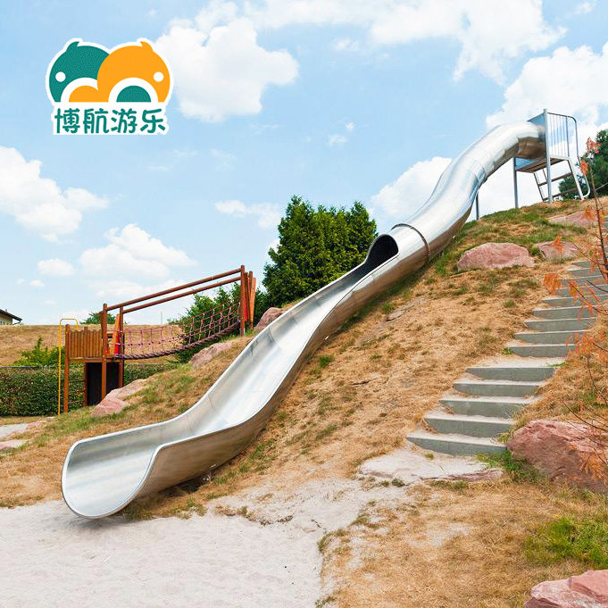 Custom large combination stainless steel slide shopping mall childrens playground outdoor expansion drilling hole outdoor climbing play
