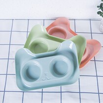 Cat Bowl double bowl Cat Basin Stainless Steel Cat Rice Bowl with Leakproof Drinking Water Cat Food Bowl Pet Bowl Cat Rice Bowl