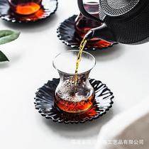 Imported INS Glass Coffee Cup Turkey Red Tea Cup Mens Home Hot Drink Cup Matching Saucer Tea Set