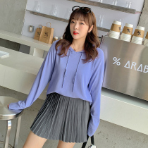 Autumn 2021 new Korean version loose large size womens fat mm knitted top female age reduction solid color hooded sweater