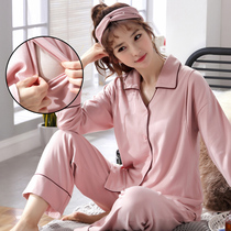 Moon clothes Summer thin section postpartum pure cotton maternity pajamas Summer womens new maternity nursing large size home wear suit