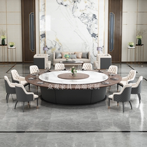 Crowd View Hotel Electric Dining Table Big Round Table Clubhouse Dining Room Table Modern Marble Automatic Turntable 20 People Customized