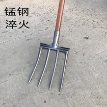Agricultural turnover turnover Hoe Head Four Teeth Steel Fork Iron Fork Gardening Pine Soil Tool Home Dig Shallot Garlic