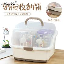 Baby bottle storage box with lid dust-proof portable small drain drying rack baby tableware storage box