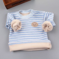 Children plus velvet warm clothes for boys and girls base shirt one-piece coat 0-5 years old baby thermal underwear 1 baby autumn clothes