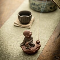 Creative cute little tea pet boutique can raise Purple Sand little monk character Handmade tea play tea table Ceramic tea ornaments
