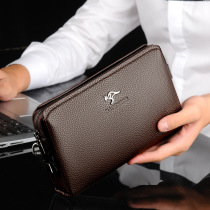 Hand Grab Bag Code Lock Mens Soft Leather Handbag Large Capacity Hand Grip Bag Documents Business Clip Wallet Mobile Wallet