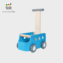 (Official direct sale) PlanToys5719 Blue push car baby push toddler multifunctional toys