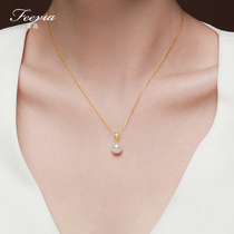  feevia S925 sterling silver necklace Classic wild pearl pendant clavicle chain High-end temperament accessories