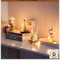 Christmas micro-landscape bottle light theme shooting props Dining table decoration Glass decoration Mini Christmas tree Nordic style