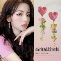 Dopamine Pink Love Earrings Female Niche Design Light Luxury High-end Stud Earrings 2023 New Explosive Earrings