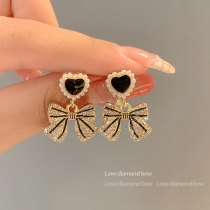 Pearl bow earrings light luxury high-end earrings 2023 new trendy temperament niche design earrings women