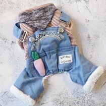 Plus velvet autumn and winter dog four-legged pet Teddy Bears Schnauzer clothes small dog winter padded padded clothes