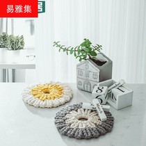 INS round two-color insulation mat table mat hand-woven bowl mat plate mat anti-hot coaster anti-hot pot mat