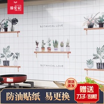 Kitchen oil-proof sticker Waterproof cabinet stove fume sticker Self-adhesive high temperature resistant countertop thickening moisture-proof household wall sticker