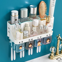 Bathroom toilet toothpaste rack-free washing table Wall toothbrush toothpaste cosmetics wall storage rack