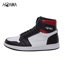 Red Horse Honma new mens casual shoes high-top retro trend high-end split cowhide leather comfortable non-slip and breathable