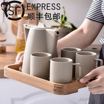 Ceramic Cup Water Cup Set Living Room Family Cup Japanese Tea Set Simple Cold Bottle Home Cup Creative Tea Cup