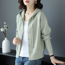 Knitted cardigan womens spring and autumn 2020 new early autumn season 28 months short casual loose hooded sweater jacket