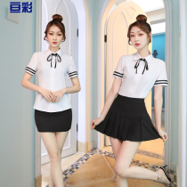 Massage foot bath Front desk Foot bath Foot massage technician Hotel beauty salon Work clothes Health Club Womens summer short-sleeved shirt