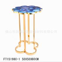 Foshan spot stainless steel small side a few blue agate Phnom Penh light lavish small tea table round coffee table