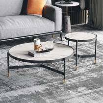 Italian style Nordic minimalist size family marble rock plate round tea table living-room TV cabinet combination light and luxurious household