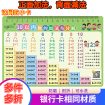 Decomposition and composition of the number of teaching aids artifact cards within 10 addition and subtraction formula table Numbers are divided into addition and subtraction